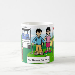 Personalised Golfing Friends - Couple Cartoon Coffee Mug