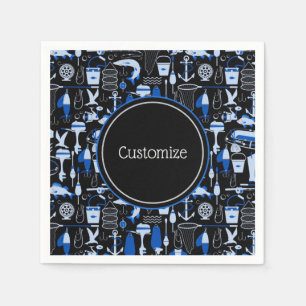 Personalised Gone Fishing Blue Pattern Napkin
