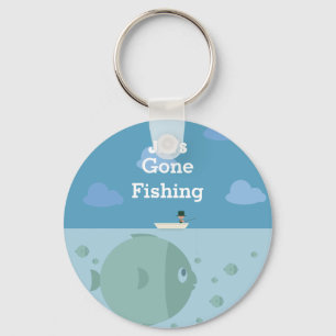Personalised Gone Fishing Name Key Ring