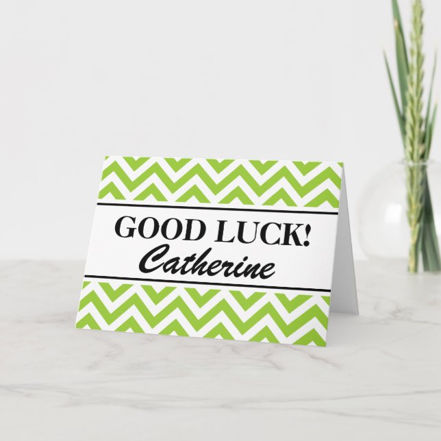 Personalised good luck cards with chevron pattern (Front)