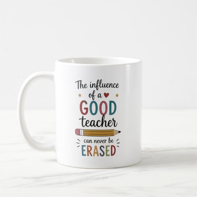 Personalised Good Teacher Appreciation Quote Coffee Mug (Left)