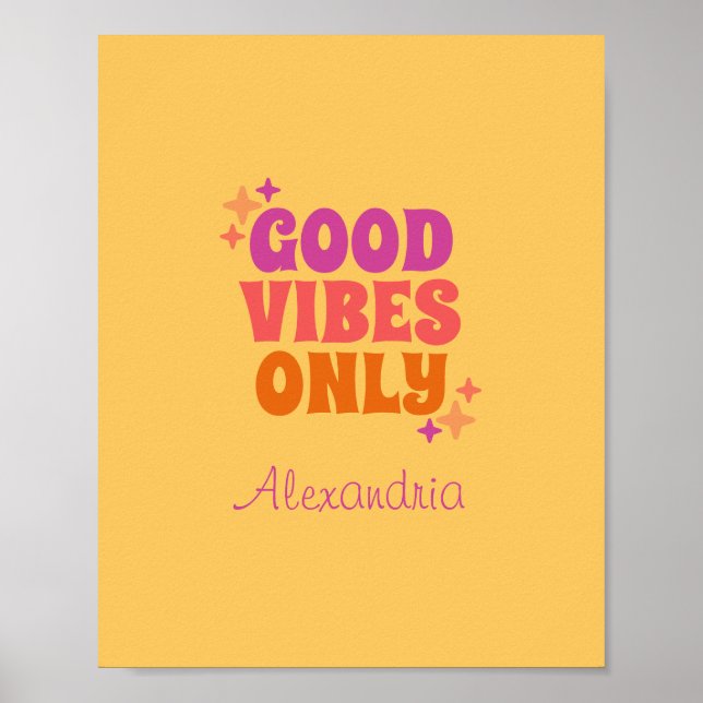 Personalised Good Vibes Yellow Poster (Front)