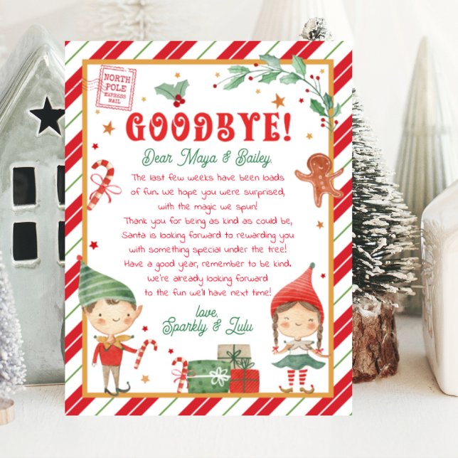 Personalised Goodbye Elf Letter (Goodbye elf letter to celebrate your time with your Christmas elf. Say goodbye to your Christmas Elf)