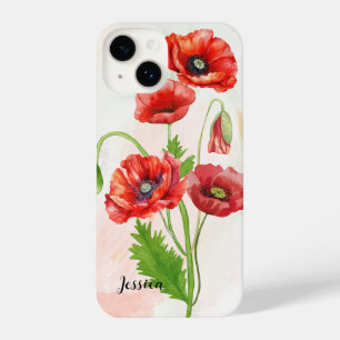 Personalised Gorgeious Watercolour Poppies Print  iPhone 14 Case