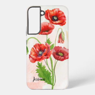 Personalised Gorgeious Watercolour Poppies Print  Samsung Galaxy Case