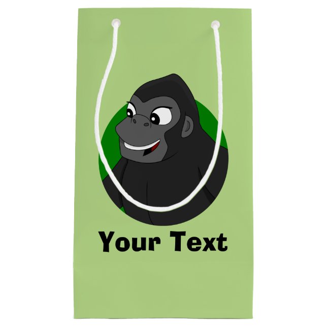 Personalised Gorilla Cartoon Small Gift Bag (Front)