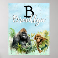 Personalised Gorilla Chimpanzee Jungle Monogram