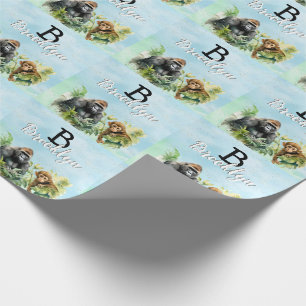 Personalised Gorilla Chimpanzee Jungle Monogram Wrapping Paper