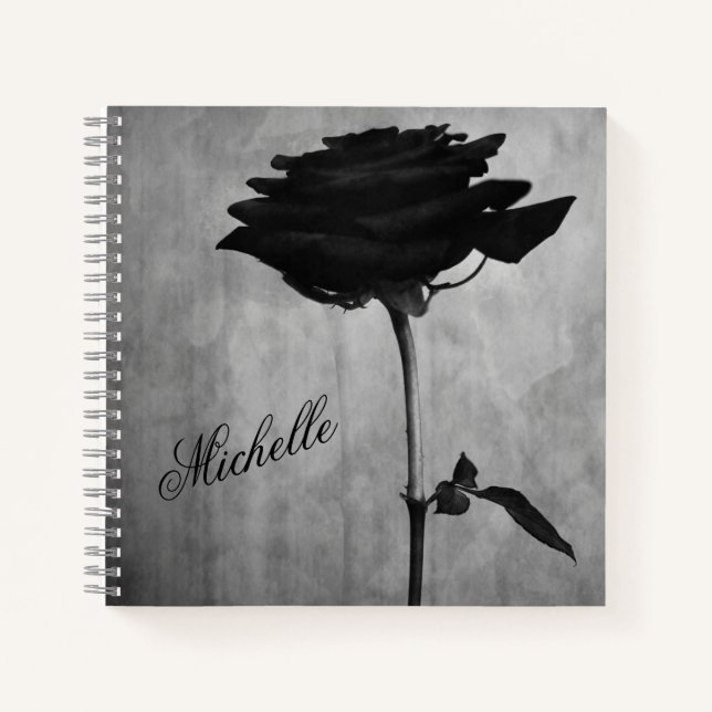 Personalised Gothic Black Rose Notebook (Front)