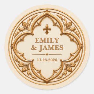 Personalised Gothic Cathedral Wedding Classic Round Sticker