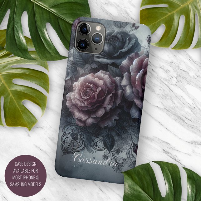 Personalised Gothic Chic Rose Floral Victorian Case-Mate iPhone Case (Creator Uploaded)