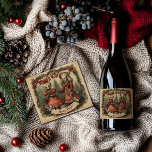 Personalised Gothic Christmas Sparkling Wine Label