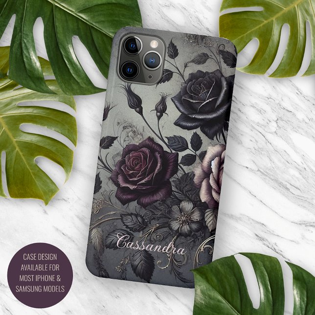 Personalised Gothic Dark Rose Floral Victorian Case-Mate iPhone Case (Creator Uploaded)