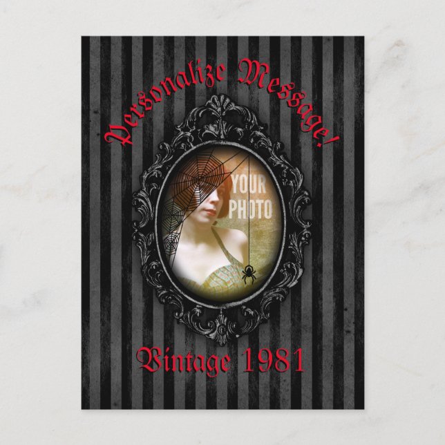 Personalised Gothic Frame With Spider Postcard (Front)