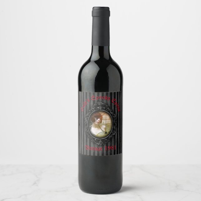 Personalised Gothic Frame With Spider Wine Label (Front)