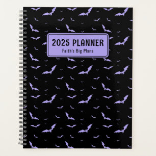 Personalised Gothic Purple & Black Bat Pattern Planner