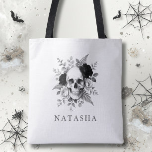 Personalised Gothic Skull Halloween Tote Bag