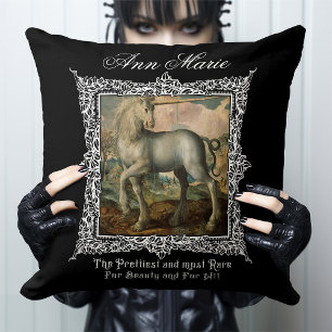 Personalised Gothic Unicorn Mediaeval Horse Cushion