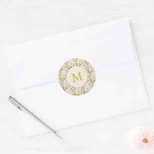 Personalised Gouache Meadow Flowers Pattern Classic Round Sticker