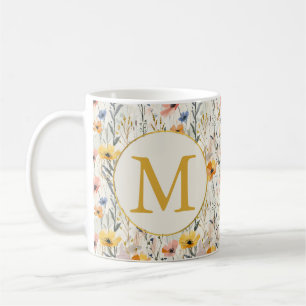 Personalised Gouache Meadow Flowers Pattern Coffee Mug