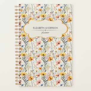 Personalised Gouache Meadow Flowers Pattern Planner