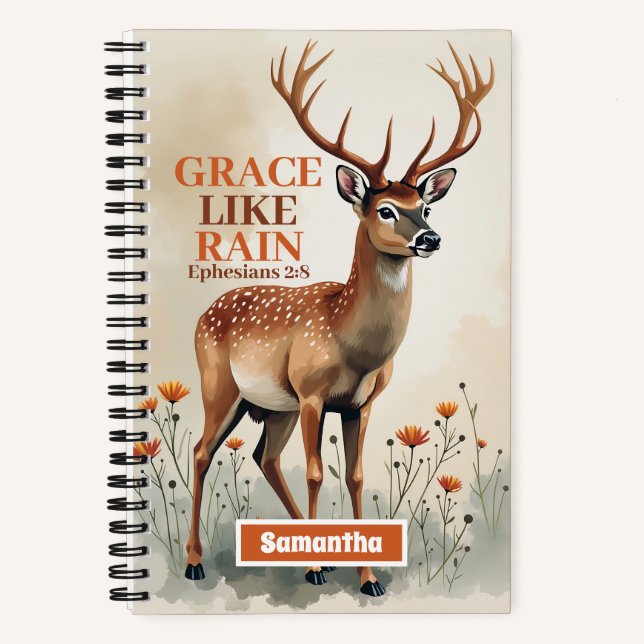 Personalised Grace Like Rain Christian Journal (Front)