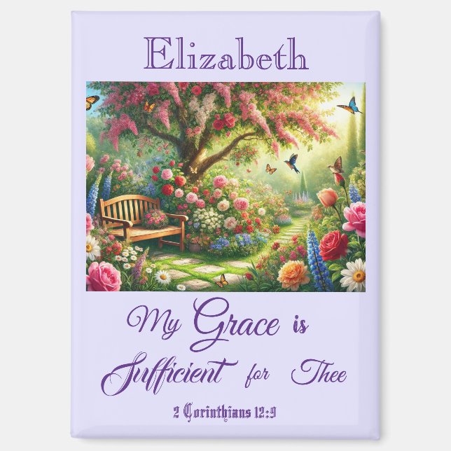 Personalised Grace Scripture Floral Garden Magnet  (Front)