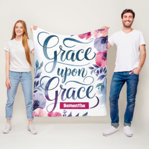 Personalised Grace Upon Grace Christian Fleece Blanket