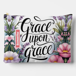 Personalised Grace Upon Grace Christian Women Accessory Pouch