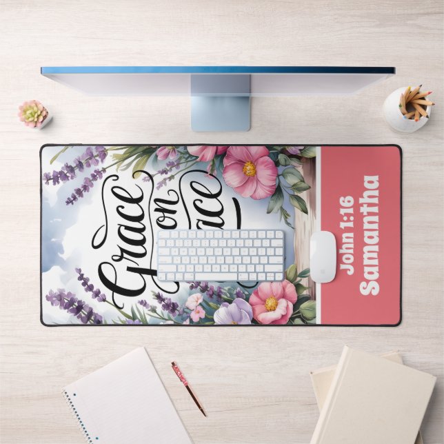 Personalised Grace Upon Grace Christian Women Desk Mat (Office 1)