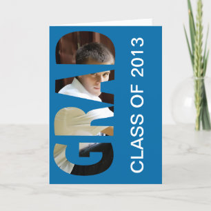 Personalised GRAD Cutout Announcement Card (Blue)
