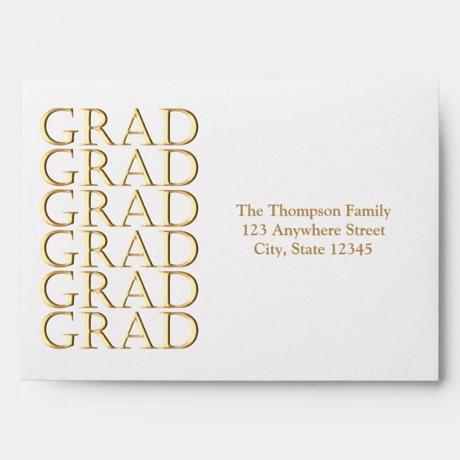 Personalised GRAD Envelope in Gold (Front)