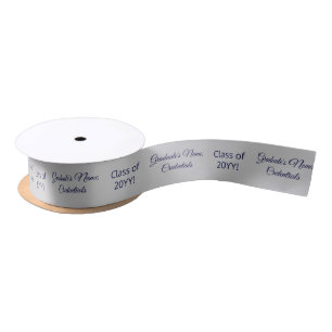 Personalised Grad Name Degree Class Blue Silver Satin Ribbon
