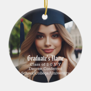 Personalised Grad Photo, Name and Graduation Class Ceramic Ornament