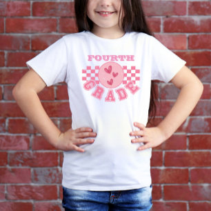 Personalised Grade Level Chequered Board Pink T-Shirt