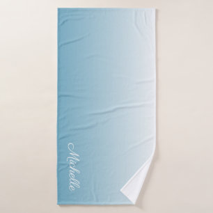 Personalised gradient ombre angel blue bath towel