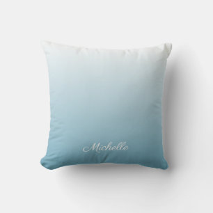 Personalised gradient ombre angel blue cushion