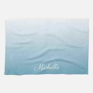 Personalised gradient ombre angel blue tea towel