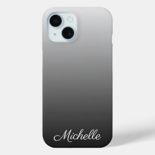Personalised gradient ombre black shades of grey iPhone 15 case