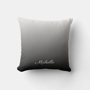 Personalised gradient ombre black shades of grey cushion
