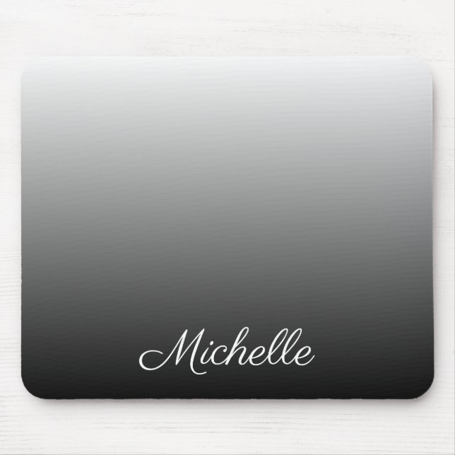 Personalised gradient ombre black shades of grey mouse pad (Front)