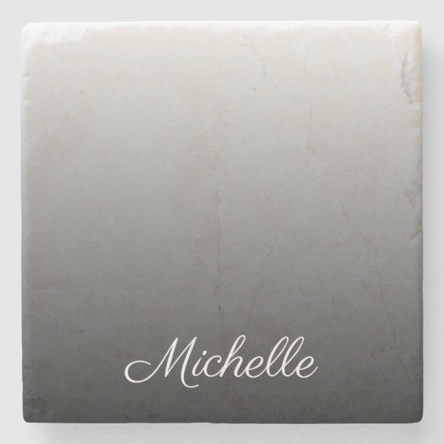 Personalised gradient ombre black shades of grey stone coaster (Front)