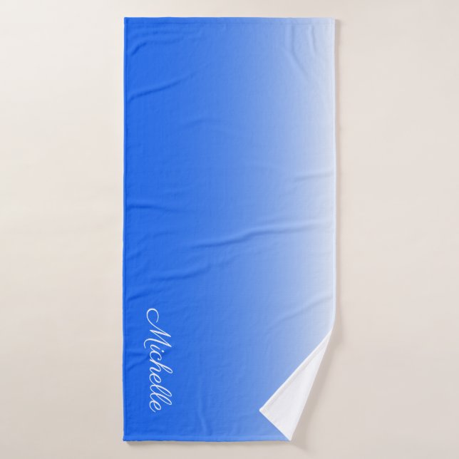Personalised gradient ombre electric blue bath towel (Bath Towel)