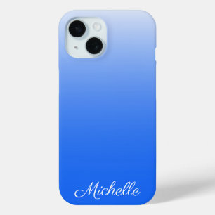 Personalised gradient ombre electric blue iPhone 15 case