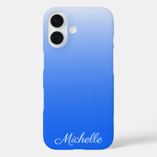 Personalised gradient ombre electric blue iPhone 16 case