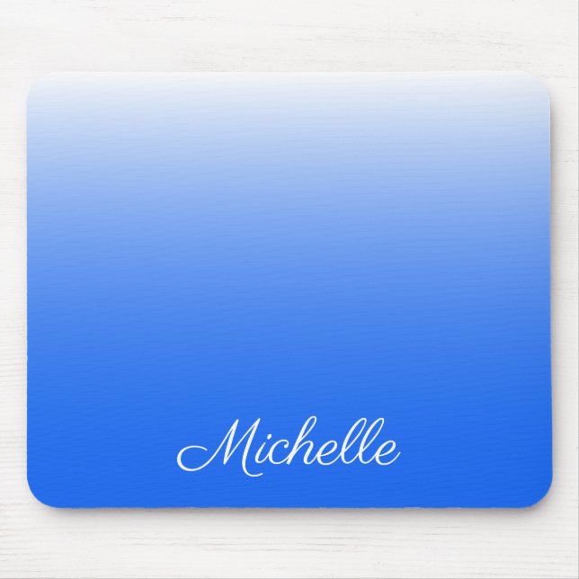 Personalised gradient ombre electric blue mouse pad (Front)
