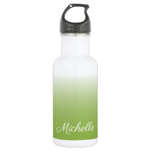 Personalised gradient ombre greenery green 532 ml water bottle