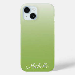 Personalised gradient ombre greenery green  iPhone 15 case