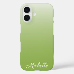 Personalised gradient ombre greenery green iPhone 16 case