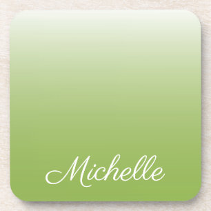 Personalised gradient ombre greenery green coaster